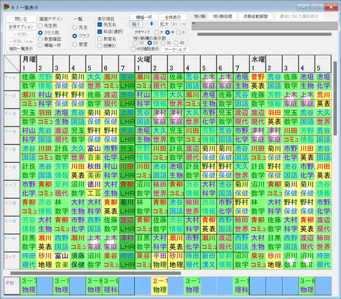 スクールパック　クラスマスクの設定後のAI一覧画面